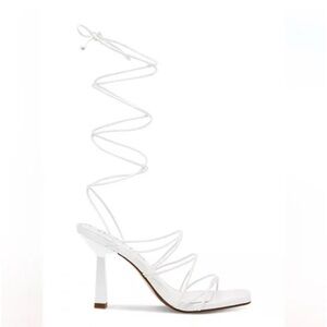 Wild Pair White Lace-Up Strappy High Heel Sandal